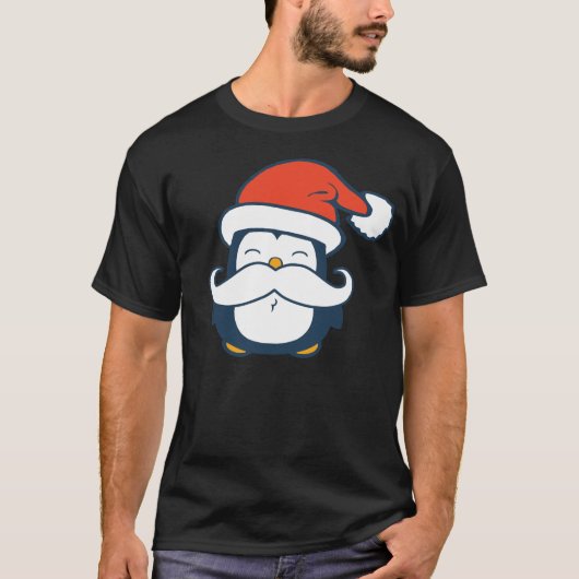 Weihnachtspenguin-Schnurrbart-Trend T-Shirt (Vorderseite)