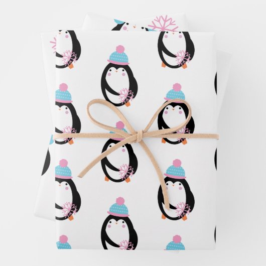 Weihnachtspenguin Snowflakes Whimsical Geschenkpapier Set (Beispiel)