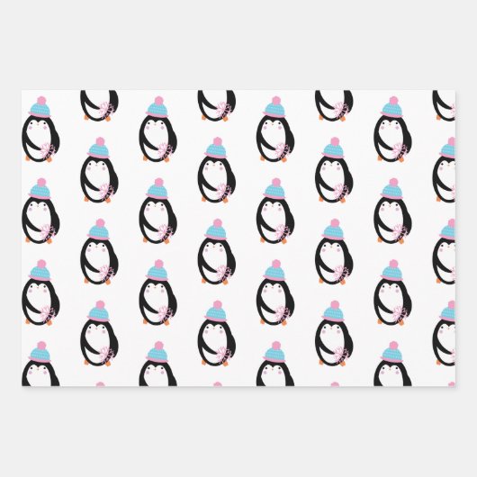 Weihnachtspenguin Snowflakes Whimsical Geschenkpapier Set (Vorderseite)