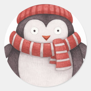 WeihnachtsPenguin-Sticker Runder Aufkleber