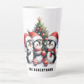 Weihnachtspenguins Mit Monogramm Milchtasse (Vorderseite)