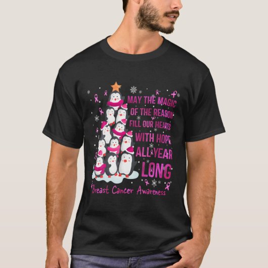 Weihnachtspenguins zum Brustkrebs T-Shirt (Vorderseite)