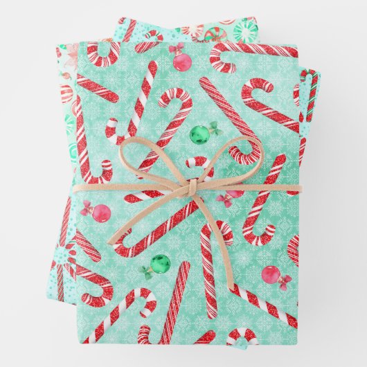 Weihnachtspeppermints Umschlagpapier-Blätter Geschenkpapier Set (Beispiel)
