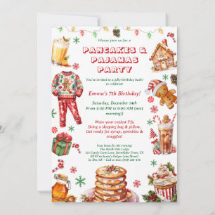 Weihnachtspfannkuchen & Schlafanzug Geburtstagsfei Einladung