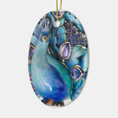 Weihnachtspfau-Verzierung Keramikornament (Links)