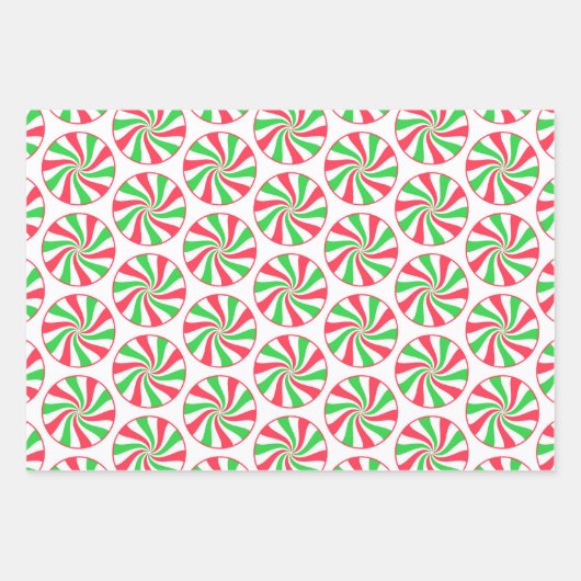 Weihnachtspfefferminzmuster Geschenkpapier Set (Vorderseite 2)