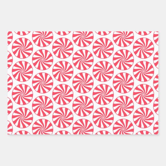 Weihnachtspfefferminzmuster Geschenkpapier Set (Vorderseite)
