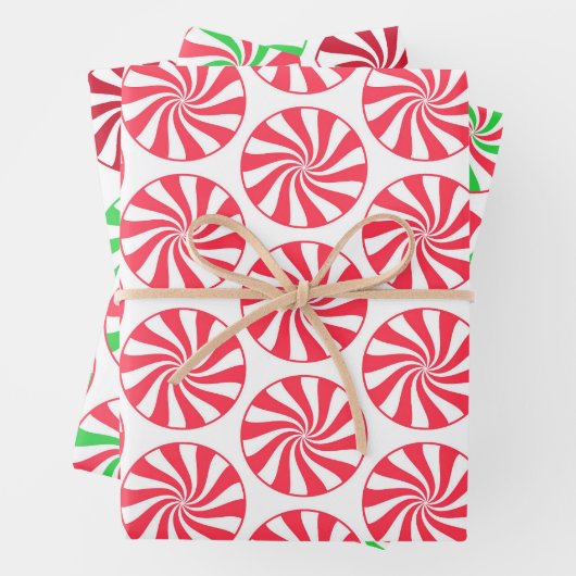 Weihnachtspfefferminzmuster Geschenkpapier Set (Beispiel)