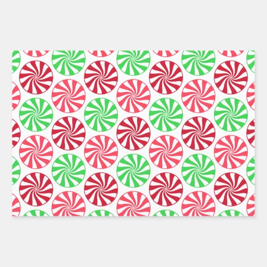 Weihnachtspfefferminzmuster Geschenkpapier Set (Vorderseite 3)