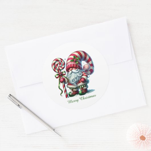 Weihnachtspfefferminznome Runder Aufkleber (Umschlag)