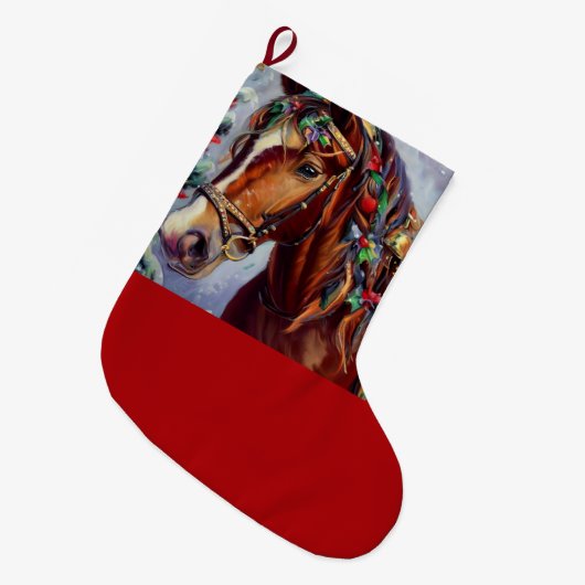 Weihnachtspferd 2 großer weihnachtsstrumpf (Vorderansicht (hängend))