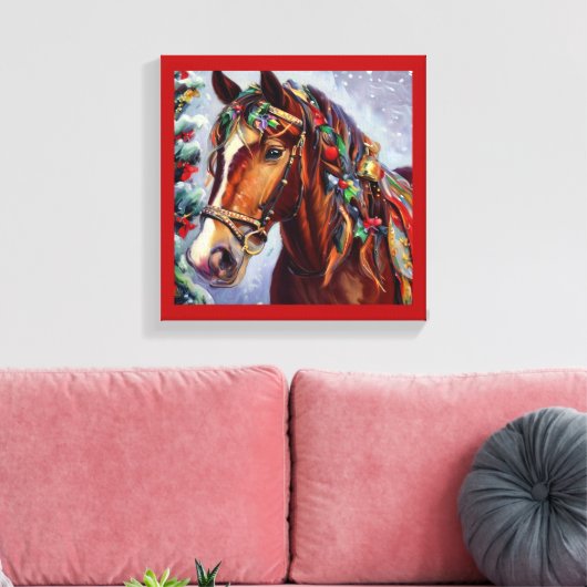 Weihnachtspferd 2 leinwanddruck (Insitu (Wohnzimmer))