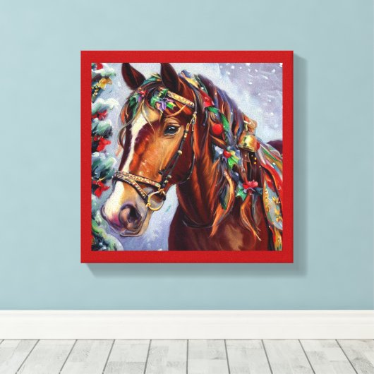 Weihnachtspferd 2 leinwanddruck (Insitu (Holzboden))