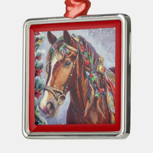 Weihnachtspferd 2 ornament aus metall (Links)