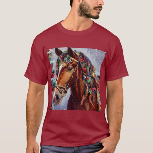 Weihnachtspferd 2 T-Shirt (Vorderseite)