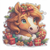 Weihnachtspferd Aufkleber (Vorderseite)