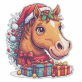 Weihnachtspferd Aufkleber (Vorderseite)
