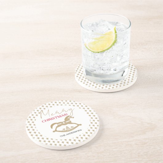 Weihnachtspferd aus Holz Getränkeuntersetzer (Seite)