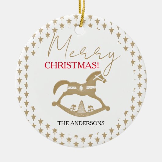 Weihnachtspferd aus Holz Keramik Ornament (Vorne)