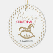 Weihnachtspferd aus Holz Keramik Ornament (Links)