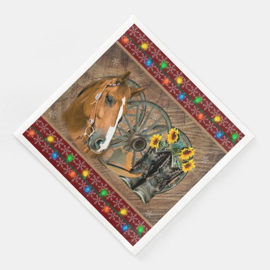Weihnachtspferd Cowboy Boots Cowboy Hat Serviette (Ecke)