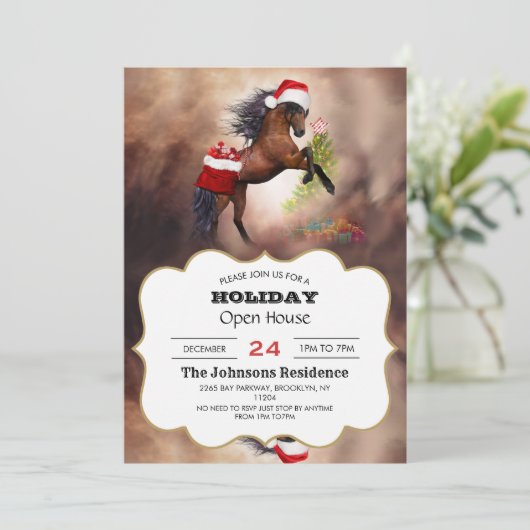 Weihnachtspferd Einladung (Stehend Vorderseite)