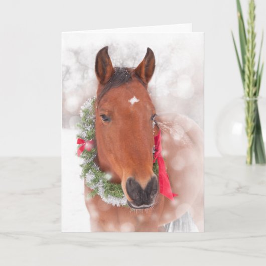Weihnachtspferd Feiertagskarte (Vorderseite)