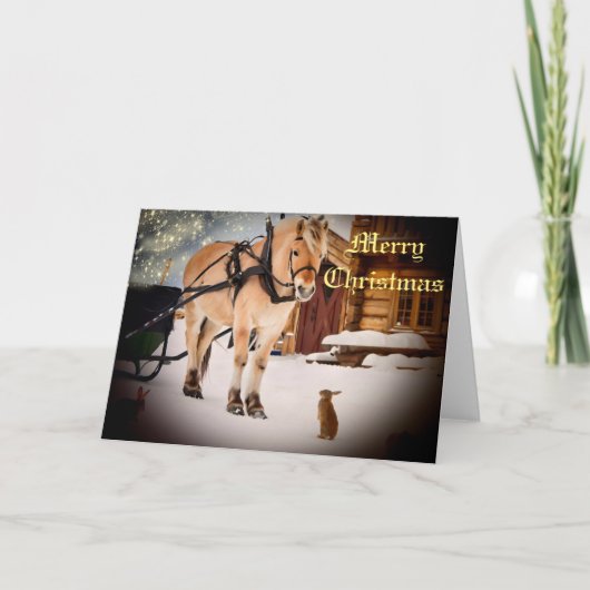 Weihnachtspferd Feiertagskarte (Vorderseite)