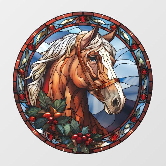 Weihnachtspferd Fensteraufkleber (Blatt)