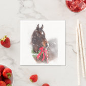 Weihnachtspferd im Schnee Serviette (Beispiel)