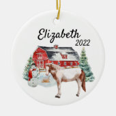 Weihnachtspferd im Schneehaun-Western  Keramik Ornament (Vorne)