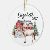 Weihnachtspferd im Schneehaun-Western  Keramik Ornament (Links)