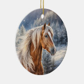 Weihnachtspferd in Snow Long Mane Keramik Ornament (Rechts)