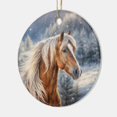Weihnachtspferd in Snow Long Mane Keramik Ornament (Links)