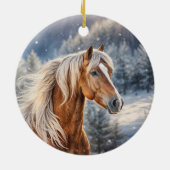 Weihnachtspferd in Snow Long Mane Keramik Ornament (Hinten)
