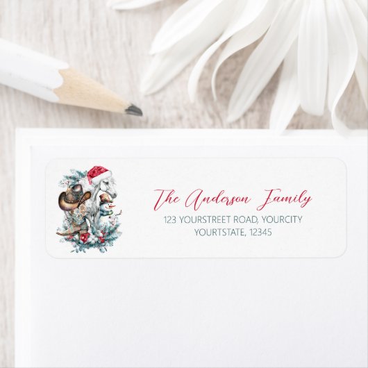 Weihnachtspferd in Weihnachtsmannmütze Cowgirl Cow (Insitu)