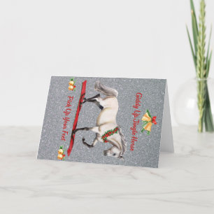 Weihnachtspferd Jingle Pferd Silver Gray Holiday Dankeskarte