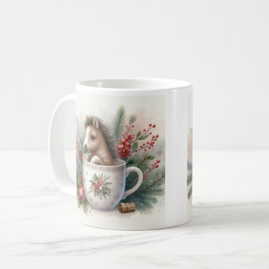 Weihnachtspferd Kaffeetasse (Vorderseite Links)