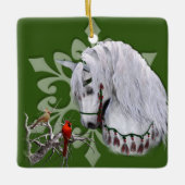 Weihnachtspferd & Kardinal 2-seitige Ornament (Vorderseite)