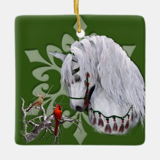 Weihnachtspferd & Kardinal 2-seitige Ornament (Vorderseite)