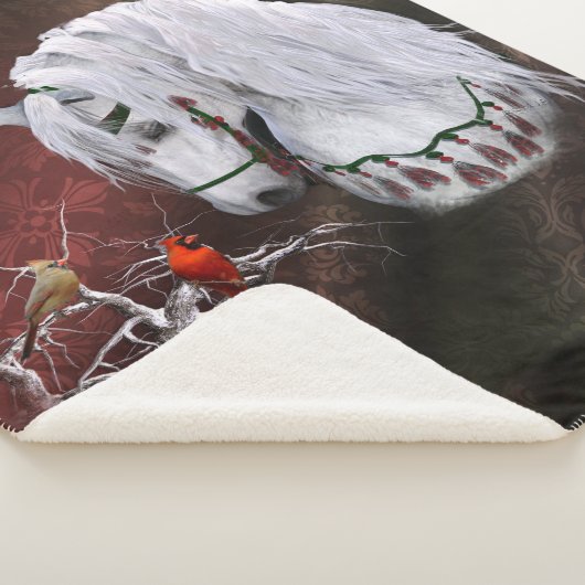 Weihnachtspferd & Kardinal Sherpa Blanket Sherpadecke (3/4)