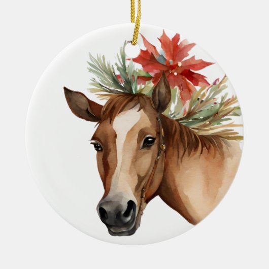 Weihnachtspferd Keramik Ornament (Vorne)