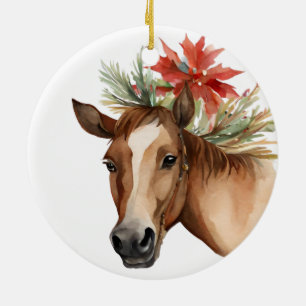 Weihnachtspferd Keramik Ornament