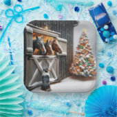 Weihnachtspferd mit australischem Schäferhund Pappteller (Party)