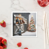 Weihnachtspferd mit australischem Schäferhund Serviette (Beispiel)