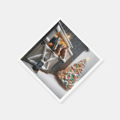 Weihnachtspferd mit australischem Schäferhund Serviette (Ecke)