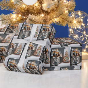 Weihnachtspferd mit Baum Geschenkpapier