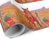 Weihnachtspferd mit Bogen & Strumpf Geschenkpapier (Rolleneckpunkt)