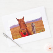 Weihnachtspferd mit Bogen & Strumpf Rechteckiger Aufkleber (Umschlag)