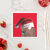 Weihnachtspferd mit einem Weihnachtshut Serviette (Beispiel)
